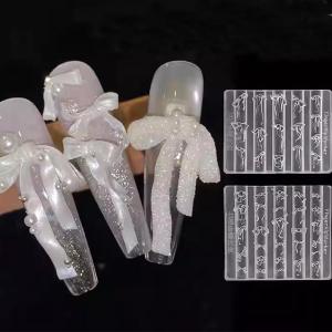 1Pcs 3D Ribbon Charms Silicone Nail Molds Kawaii Bowknot Carving Nails Art Stencils Multi-Shapes Lace Bow Manicure Template Tool
