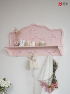 ฝรั่งเศสวินเทจติดผนังชั้นเก็บของทางเข้าห้องนอนห้องนั่งเล่นชั้นวางติดผนังเสื้อผ้าชั้นวางหมวก < Ne1> สไตล์เฟอร์นิเจอร์สําหรับผู้ใหญ่