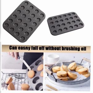 24 Holes Mini Muffin Macaroons Pudding Pan Mold Baking Supplies Baking Tray Mini Round Pudding Non Stick Mold Cupcake Mold