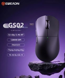Chuột Không Dây Ba Chế Độ EWEADN GS02 Pro 12800DPI 1000Hz 500mAh Thiết Kế Công Thái Học Nhẹ Dành Cho Chơi Game Văn Phòng Máy Tính Xách Tay Bộ Điều Khiển USB-C