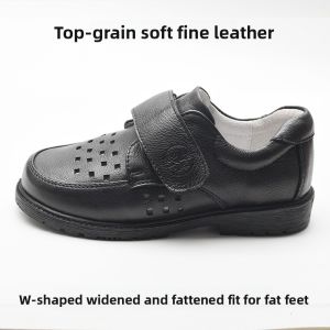 koraro no hana | Black/Brown Leather Shoes for Boys with for Teenagers and Big Kids