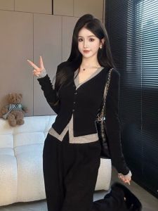 Áo Sơ Mi Dài Tay American Retro Dành Cho Nữ Thu Đông Mới Dáng Ôm Vừa Vặn Ngắn Độc Đáo Siêu Đẹp Áo Lót Giả Hai Mảnh