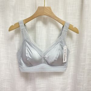 Ximilu 905 Latex Cotton Glossy Lace Edge without Steel Ring without Side Bone Plaid Exercise Sleep Bra Intimates