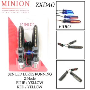 Lampu Sein Motor LED DRL & Running 2 Warna Senja Biru Model Panah