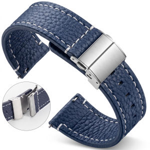 Genuin Leather Watchbands For Samsung Galaxy Watch 3 4 5 Strap Women Men18mm 20mm 22mm 24mm Wrist Band Deployment Clasp