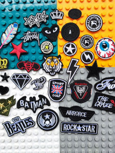 Self-Adhesive Patch down Jacket T-shirt Fashion Cloth Stickers Shoes and Hats Black Embroider Badge Seamless Holes Fixing Small Size