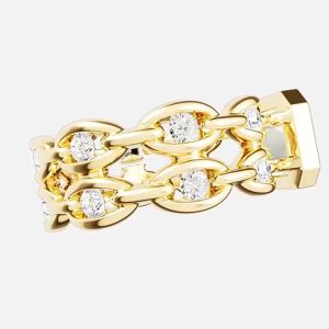Gold Enchaine Double Linked Gemstone Ring
