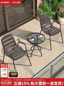 Outdoor Balcony Table And Chair Three-Piece Set Iron Art Casual Back Chair Commercial Milk Tea Coffee Shop Furniture Combination