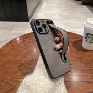 Simple Style Flip Leather Wrist Strap Phone Stand Protective Case for Apple 16Promax iPhone 15 13 12 Compatible Universal Design