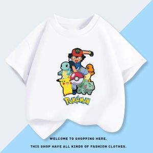 Bandai | Pokémon Pikachu Boys and Girls Short-Sleeved Summer Childrens Pure Cotton T-shirt Summer Clothing Cartoon Shorts Set