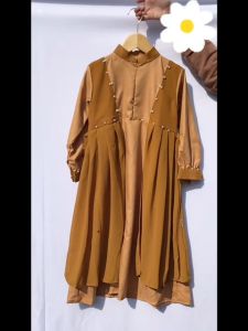 NEW SERIES !! Gamis Anak Katun Lucu Jasmine Series Warna Mustard by Asymah