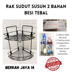 RAK KAMAR MANDI SUDUT 2 SUSUN SERBAGUNA ANTI KARAT BESI TEBAL HITAM MURAH BARANG BERKUALITAS PROMO DISKON TERLARIS