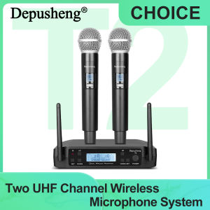 2 UHF Channel Wireless Microphone System Depusheng T2 Handheld  Portable Karaoke Dynamic Microphone System for Singing Karaoke