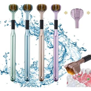 3-Sided Toothbrush 3D Tri-Head Multi-Angle Cleaning Toothbrush Non-Slip Sensory Triple Action Toothbrushes Great Angle Bristles Clean Each Tooth