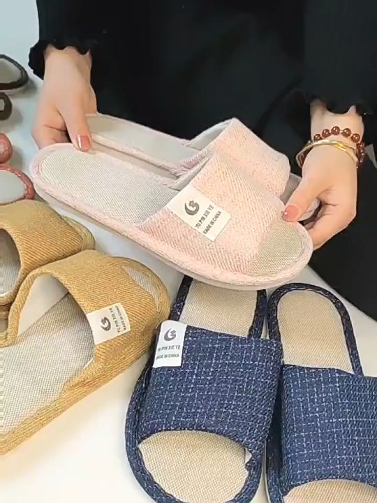 Japanese Cotton linen slippers indoor cotton slippers pambahay unisex