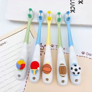 Children Toothbrush Soft Bristles Premium Sports Elements Ten Thousand Hair Brush Football Basketball Cartoon Toothbrush 6 to 12 Years Old