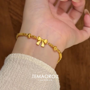 Sweet Elegant Butterfly Knot Gold Bracelet Womens Fashion Jewelry Non-Fading Sand Gold High-End Feelings Hand Accessories