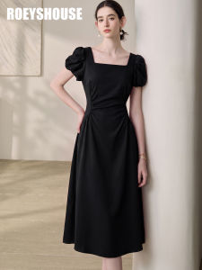 Roey s house | Slimming Black Bubble Sleeve Summer Dress