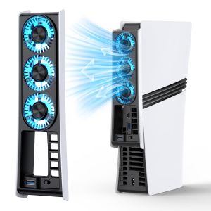 IINE Cooling Fan for PS5 PRO Disc&Digital Version Three fans Adjustable Fan Speed Auto&Manual Mode Compatible with PS5 Pro