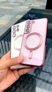 Clear Soft Case For Samsung Galaxy S25 S24 S23 S22 S21 Note 20 Ultra Note 10 Plus FE Edge 5G 4G Magsafe Premium Cover Mewah Lens Glass Protection Elegan Luxury Casing Viral