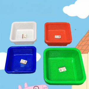 Square Thickened Colorful Plastic Basket Water Draining And Vegetable Washing Storage