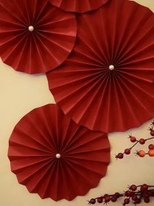 Trang Trí Tết 2024 -  Set 6 quạt giấy đỏ cao cấp trang trí đám cưới lễ hội Tết trang trí năm mới