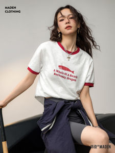 Áo Thun Dệt Kim in Chữ Tay Ngắn Thường Ngày Cho Nữ Mùa Hè Thường Ngày Cổ Tròn Dài Vừa Phải Polyester Cotton 58%