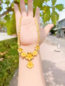 Dây chuyền hoa mai cưới 6 bông chuẩn 24.k kèm hộp nhung E.30.5