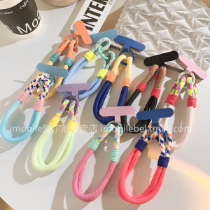 Macaron Color Phone Case Lanyard Short Wrist Strap Girl Pink Lanyard Durable and Strong Knitted Belt Bracelet with Clip Mobile Phone Accessories Hanging Ornaments Multifunctional Backpack Car Key Hanging Ornaments