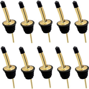 Gold Stainless Steel Wine Pourers Liquor High Quality Liquor Pour Spouts with Cap Covers Leakproof Design for Bars Clubs