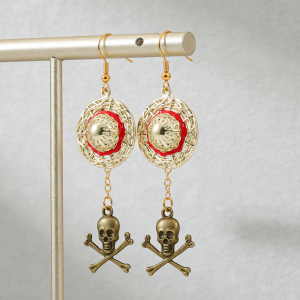 Bandai | One Piece Pirate King Pirate Straw Hat Pendant Earrings Retro Pirate Skull Earrings Personalized Earrings