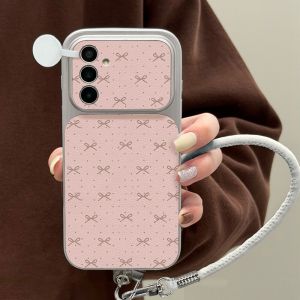 Pink Bow Soft Phone Case For Samsung A56 5G A16 A37 A57 A17 A55 A54 A53 A36 A06 A07 A26 S26 Ultra S25 FE S23 S24 Leather Cover