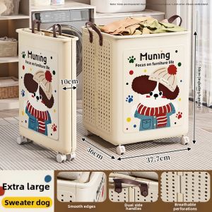 SIVASS | Home Foldable Large Capacity Laundry Basket With Wheels