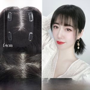 Defancy | Swiss Net Lightweight Breathable Wig Womens Full Real Hair Natural Simulation Seamless Hairpiece for Covering Gray Hair