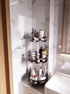 Kitchen Condiments Racks Organizer 360°Rotating Metal Spice Storage Rack Tray for Spice Sorting