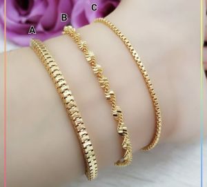 GELANG EMAS MODEL POLOS BERAGAM MODEL SIMPLE ELEGANT BISA DIPAKAI SEHARI - HARI ANTI LUNTUR