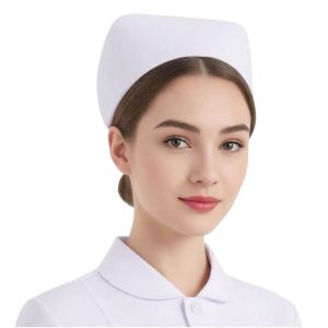 Women Classic Nurse Hat With Button One Button Uniform Cap For Hospital Work Medical Surgical White Pink Blue Swallowtail Hat