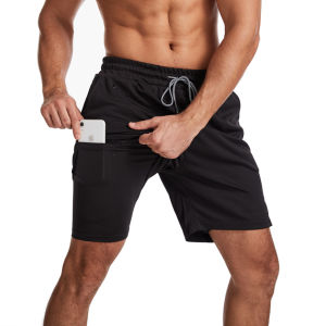 GITF Mens 2-in-1 Fitness Running 7-inch Shorts Quick Drying Training Fitness Shorts Training Slow Running Fitness Gym Shorts