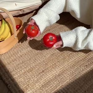 XIXITIAO Plush Thick Bottom Home Non-Slip Confinement Shoes Girl Winter Warm Full Heel Wrap Cotton Slippers Cute Tomato