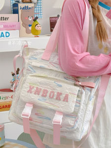 กระเป๋าถือทรงสี่เหลี่ยมผืนผ้าแบบสะพายข้างขนาดใหญ่สำหรับนักเรียน กระเป๋าสะพายข้างแบบยูนิเซ็กซ์ที่ทนทานและมีสไตล์