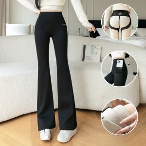 Miiow | High Waist Thickened Fleece Womens Shark Pants Pocket Design Butt Lifting Long Trousers Autumn Winter New Arrival MiiOW Brand