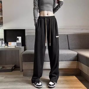 Ice Silk Quick Dry Casual Pants Women Summer New Loose Drapey Straight Leg Wide Leg Pants Trendy Cool Feeling Floor Length Pants