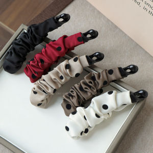 คลิปหนีบผมลายจุดคลาสสิก Satin Banana Clip ทรงม้าสูง ทรงตั้ง สไตล์หรูหรา สำหรับผู้หญิง ทรงใหม่ เครื่องประดับผมแบบทันสมัย