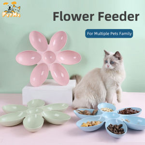 Cat Feeding Bowl Petal Shaped Multi-Purpose Food and Snack Divider Bowl for Cats and Kitten Households Flower Design
