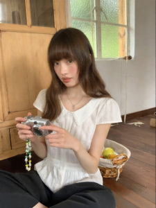 NIHAOKANONG | Áo Sơ Mi Nữ cổ lớn phong cách Retro tay voan