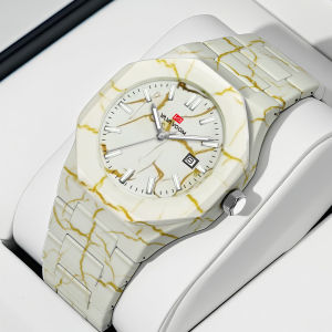 Business Mens Watch VA VA VOOM Top Brand Original Quartz Movement 40mm Marble Pattern Dial Luxury Night Light Sports Wrist Watch