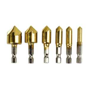 MATA BOR KEPALA BAUT SEKRUP COUNTERSINK KAYU PLASTIK ALUMINIUM BESI HSS 6-19 mm 6 PCS