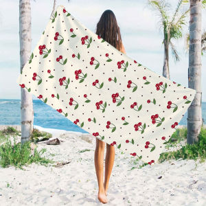 BILIBILI | Cartoon Cherry Quick Drying Microfiber Beach Towel Lightweight for Swimming Camping Yoga - Bath Towel