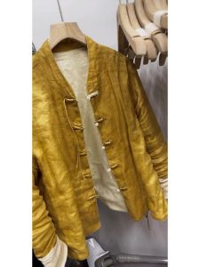 New Chinese Style Shirt Early Autumn Top Button up Collar Long Sleeve Solid Color Retro Embellished Mandarin Collar Hanfu Shirt