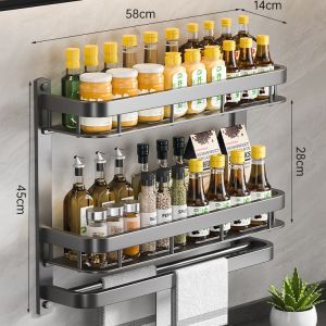 New Multi-Function Wall Mounted Spice Rack No Drilling Required
